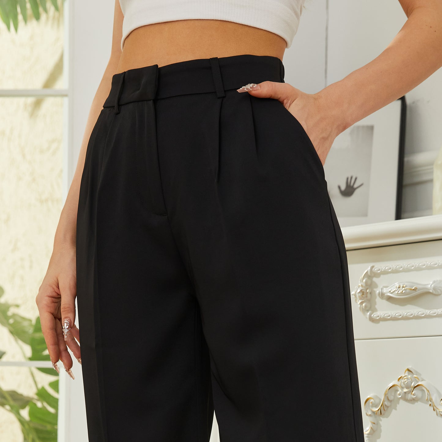 Women Loose Office Trousers Business Casual Pants Petite Type