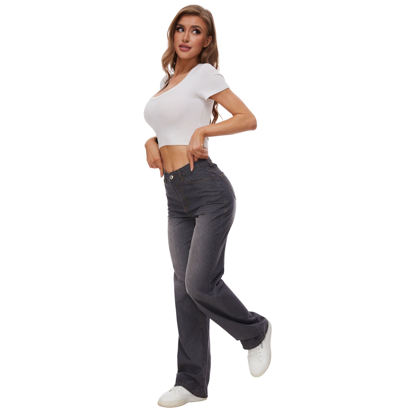Women's High Waisted Jeans Classic Jeans Baggy Lightweight Denim Pants