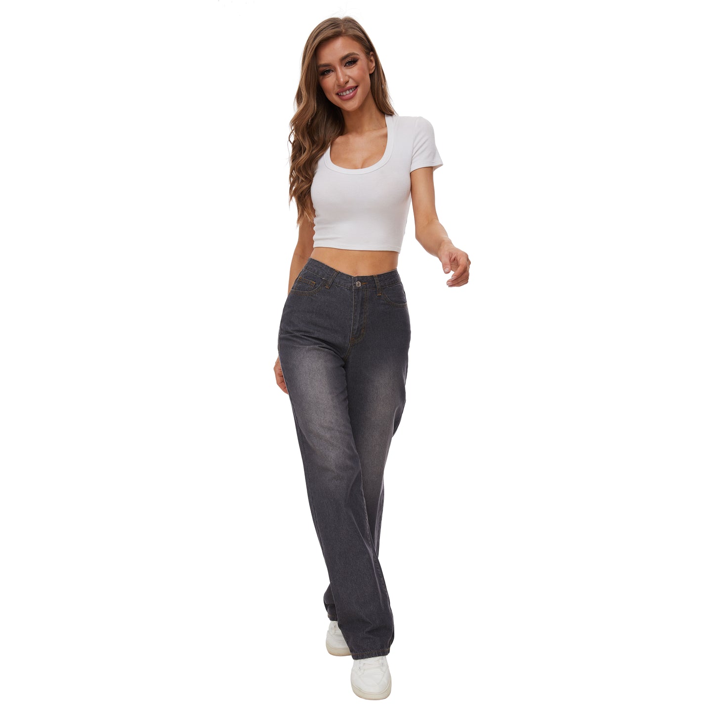 Women's High Waisted Jeans Classic Jeans Baggy Lightweight Denim Pants
