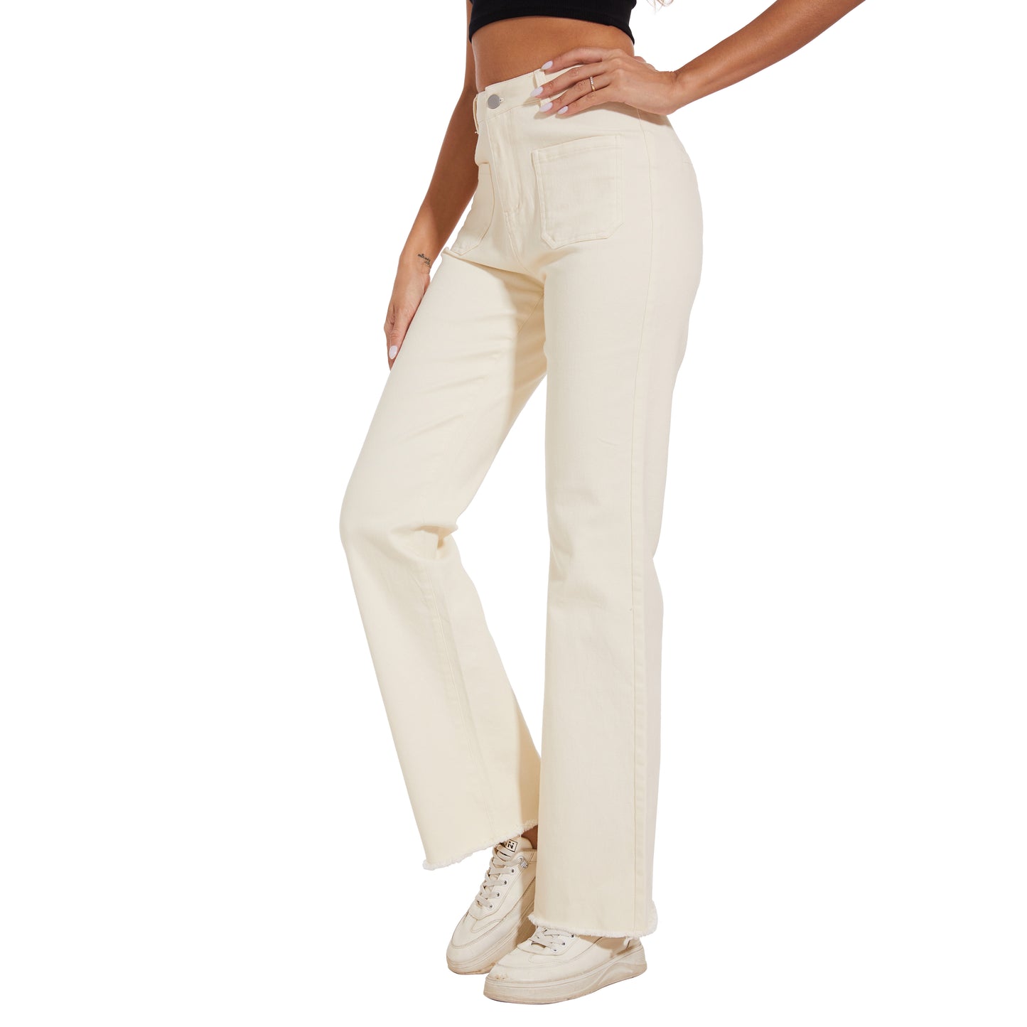 Women Long Baggy Jeans Stretchy Long Flowy Skinny Denim Pants with Pockets