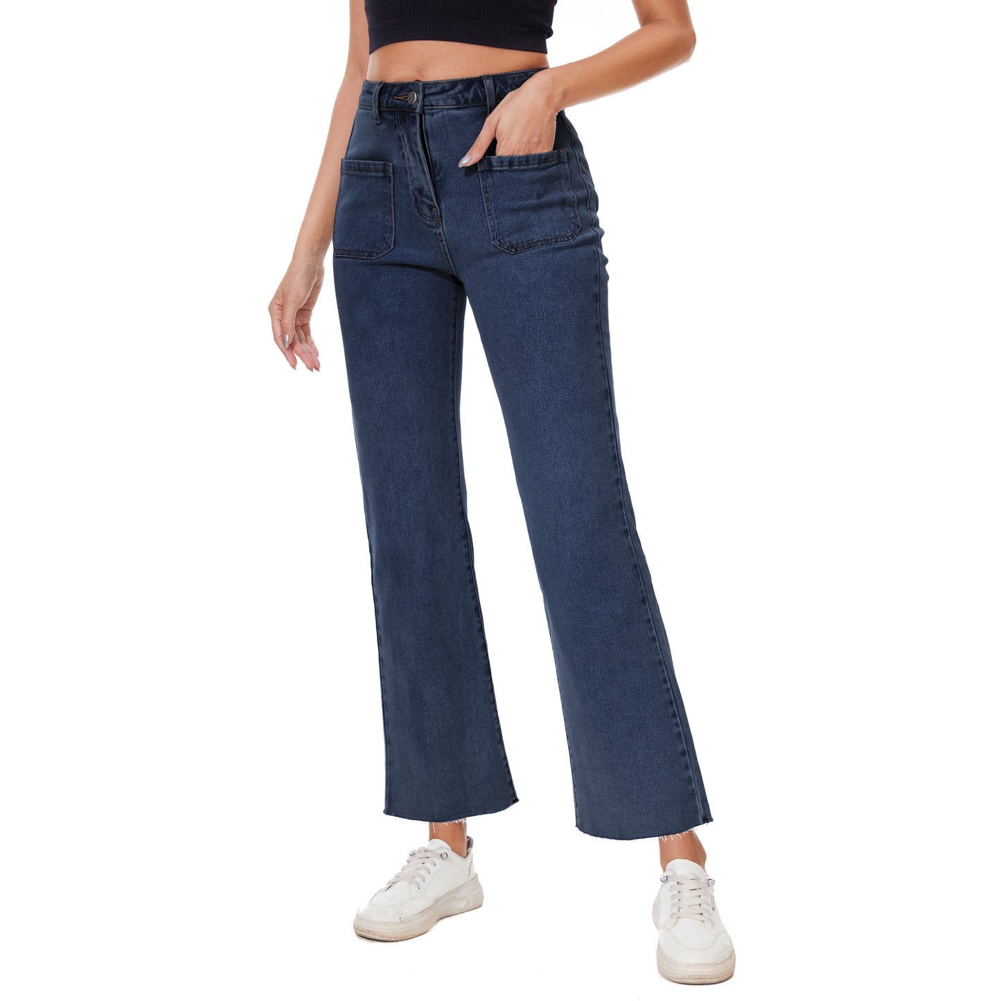 Women Long Baggy Jeans Stretchy Long Flowy Skinny Denim Pants with Pockets