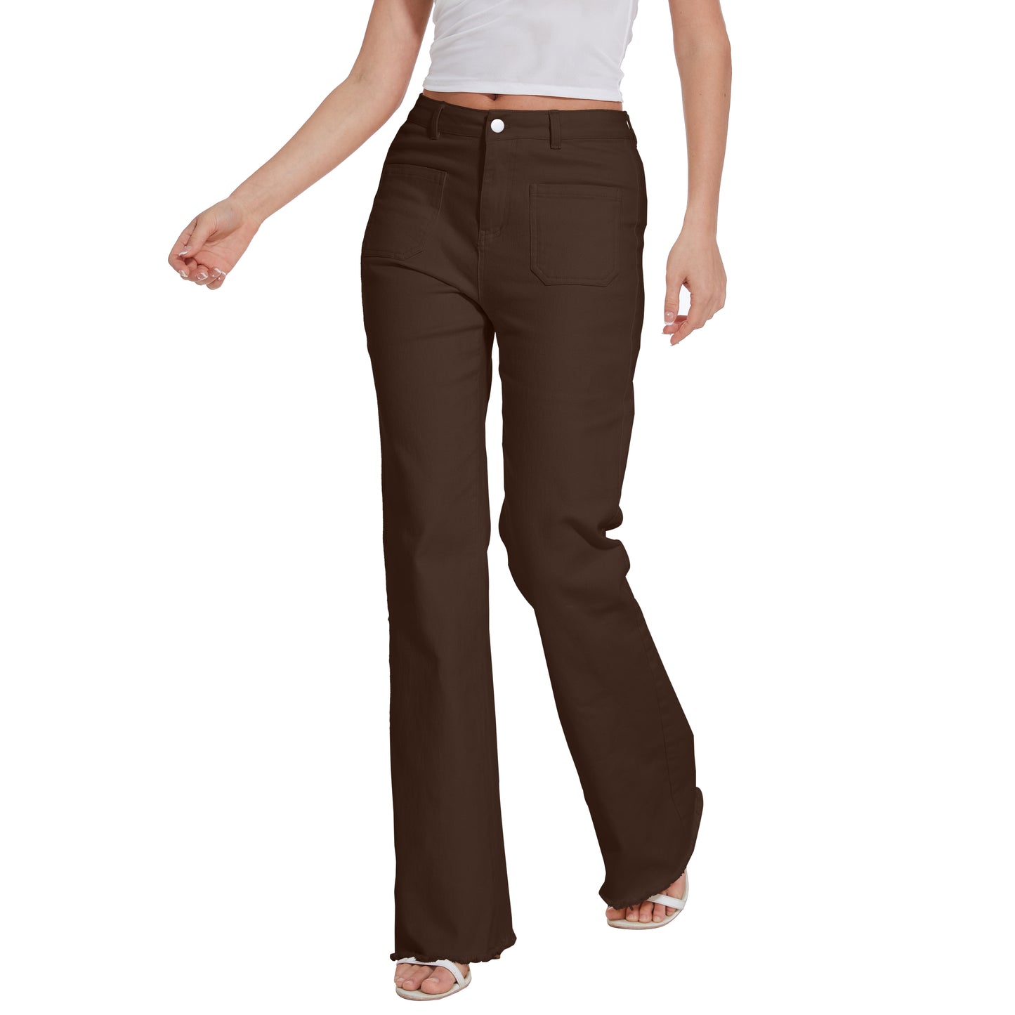 Women Long Baggy Jeans Stretchy Long Flowy Skinny Denim Pants with Pockets