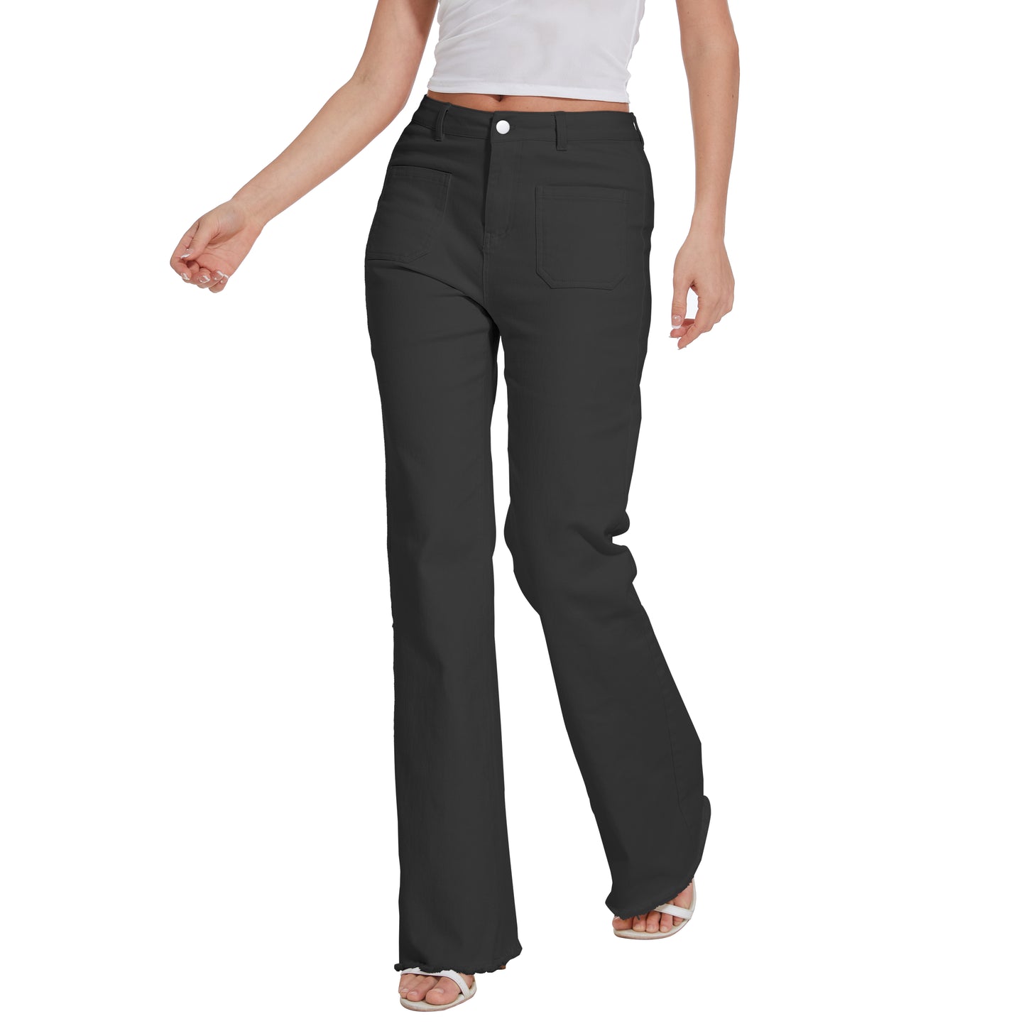 Women Long Baggy Jeans Stretchy Long Flowy Skinny Denim Pants with Pockets