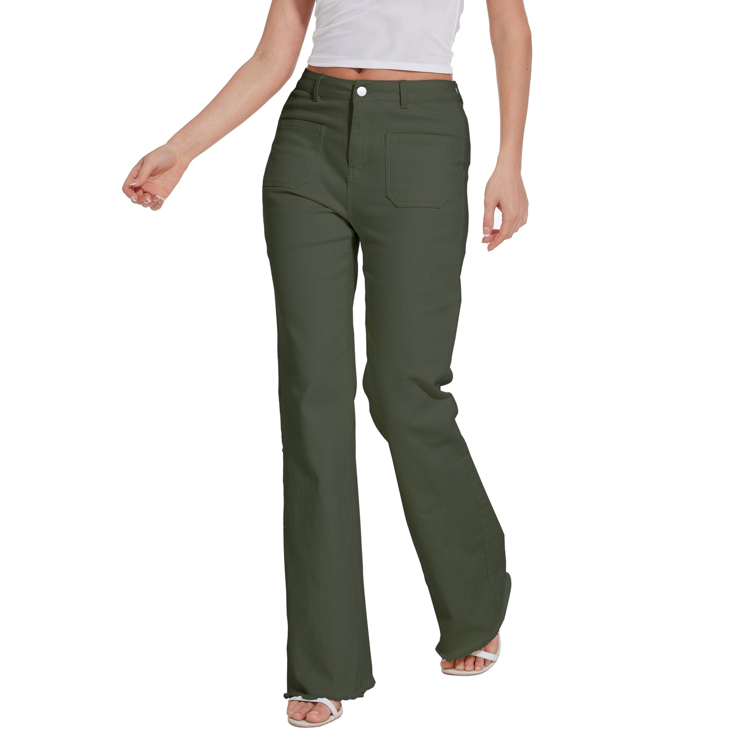 Women Long Baggy Jeans Stretchy Long Flowy Skinny Denim Pants with Pockets