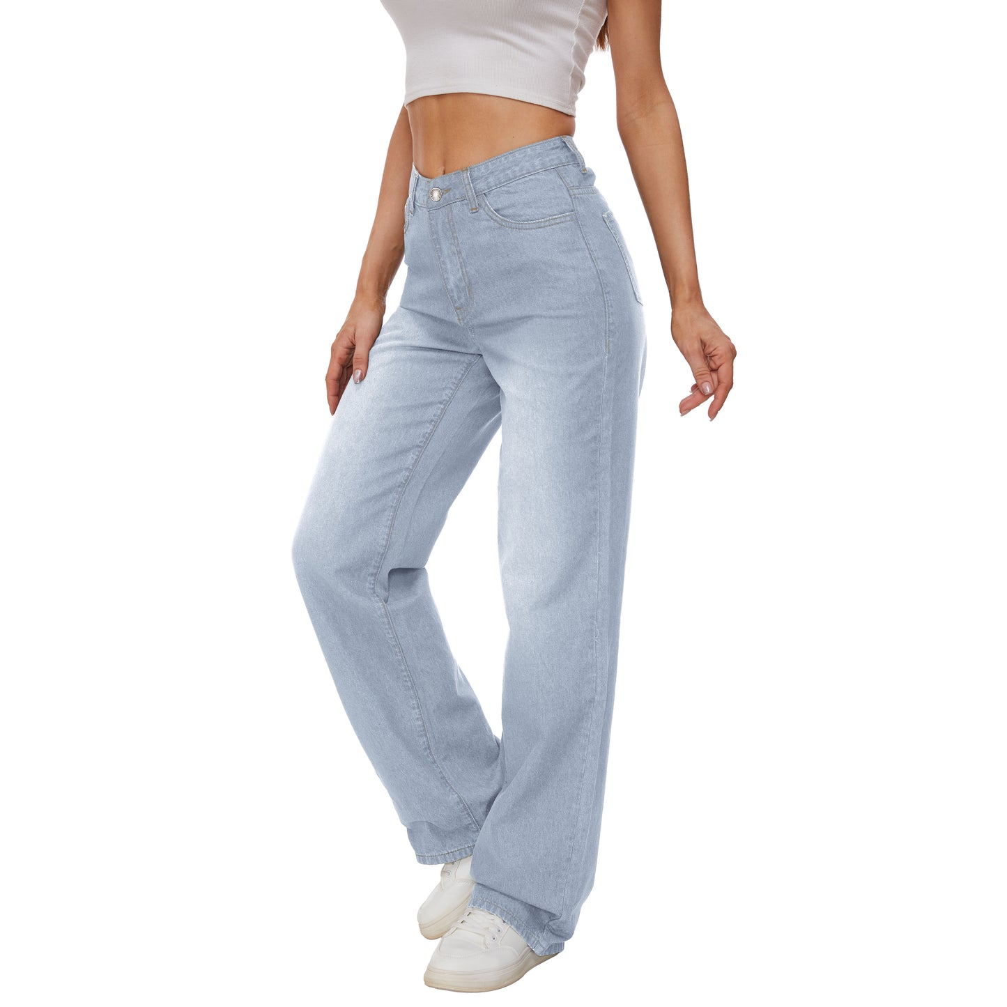 Women's High Waisted Jeans Classic Jeans Baggy Lightweight Denim Pants