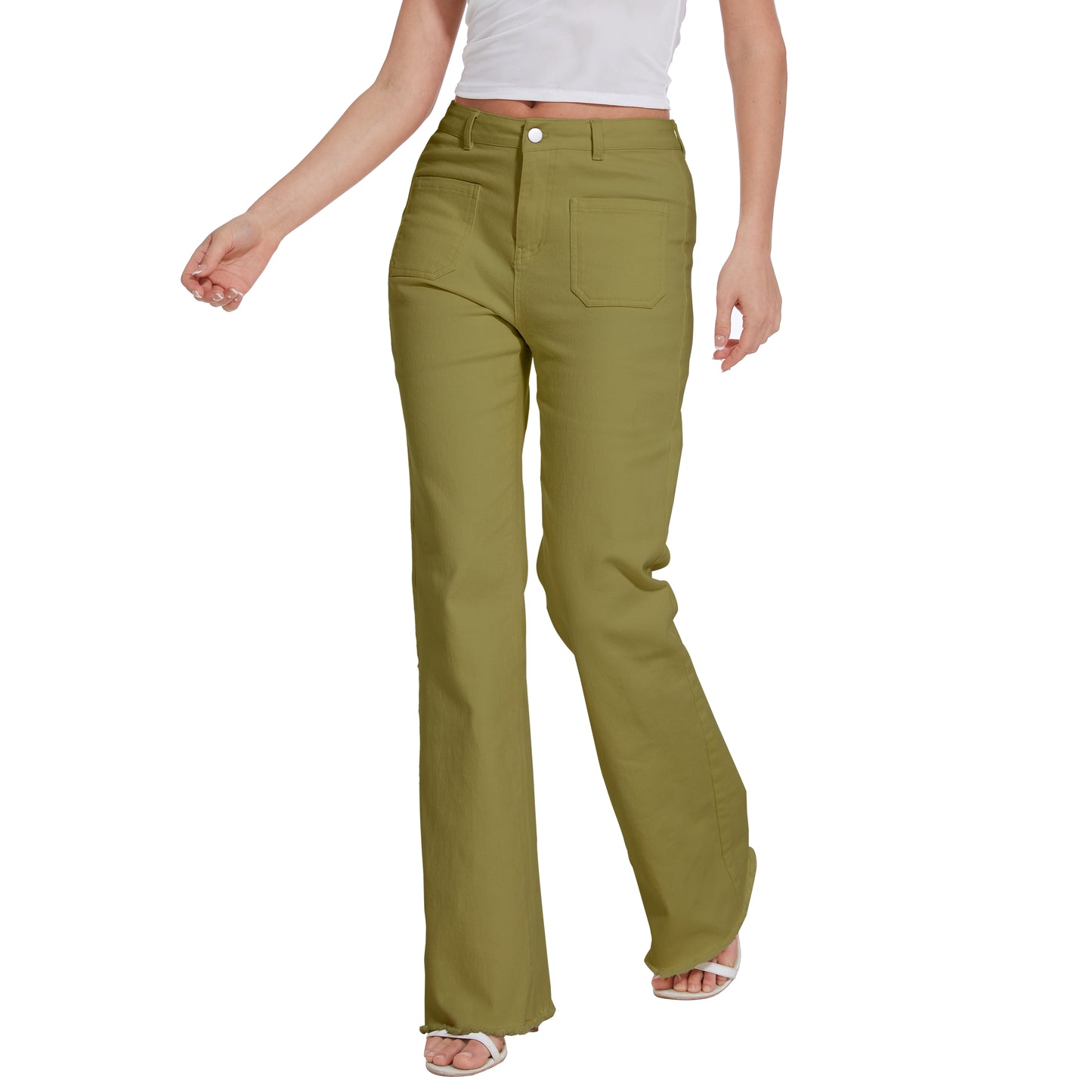 Women Long Baggy Jeans Stretchy Long Flowy Skinny Denim Pants with Pockets