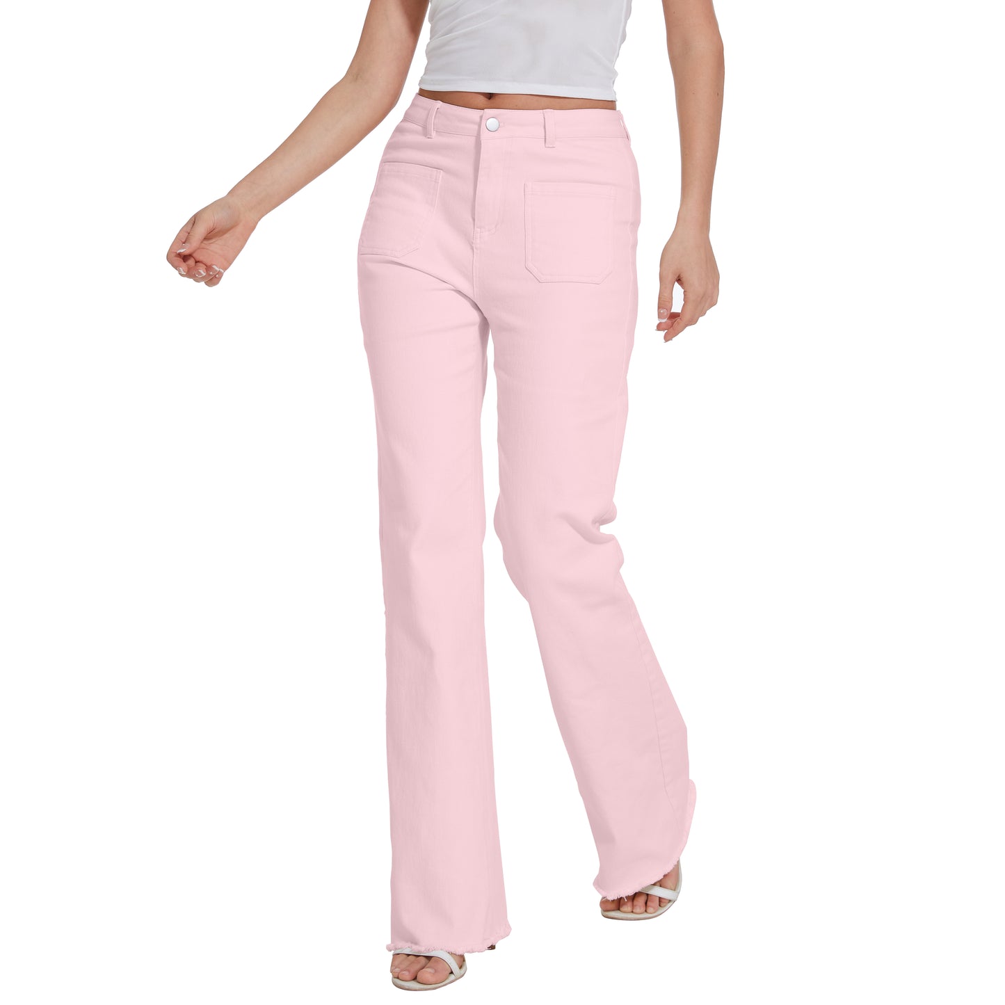 Women Long Baggy Jeans Stretchy Long Flowy Skinny Denim Pants with Pockets