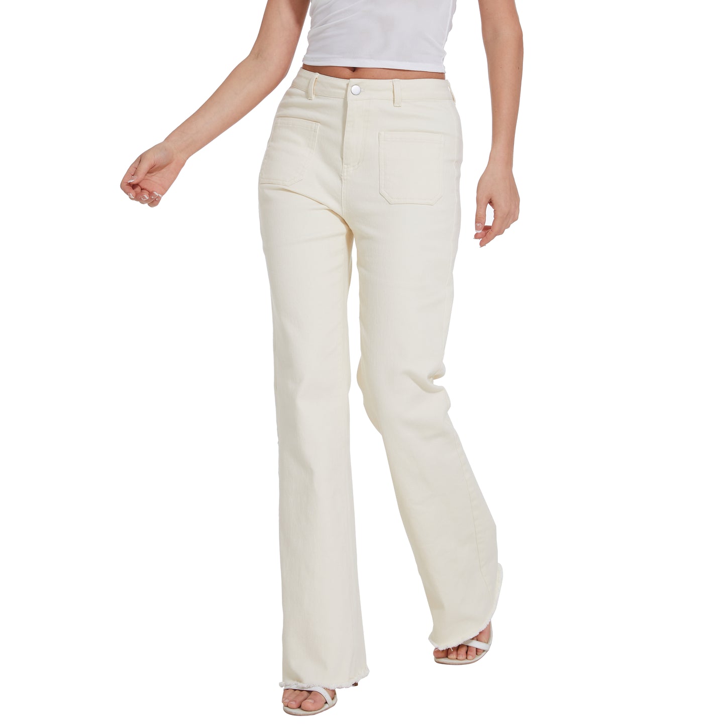 Women Long Baggy Jeans Stretchy Long Flowy Skinny Denim Pants with Pockets