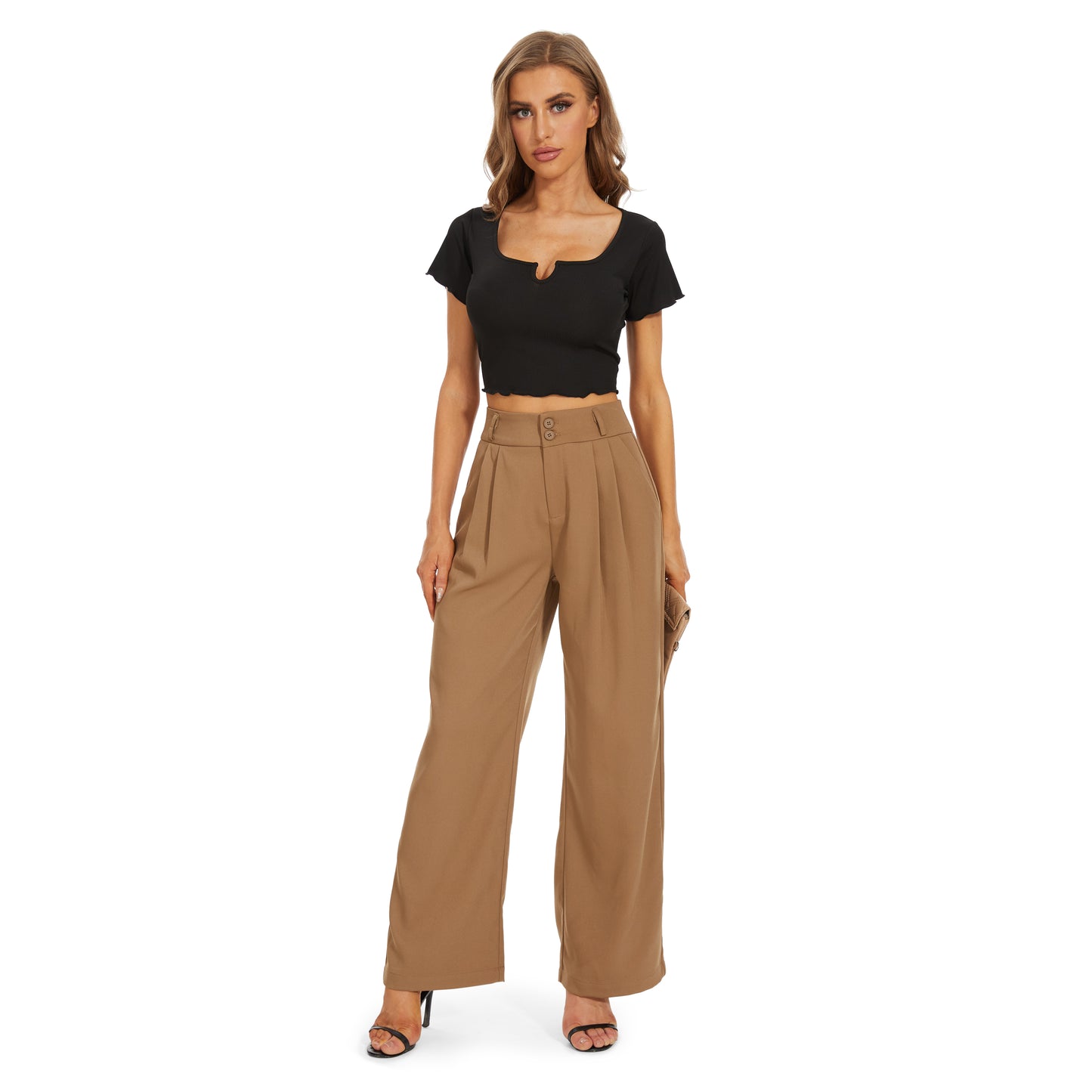 Women Wide Leg Pants Business Work Trousers Long Straight Suit Pants