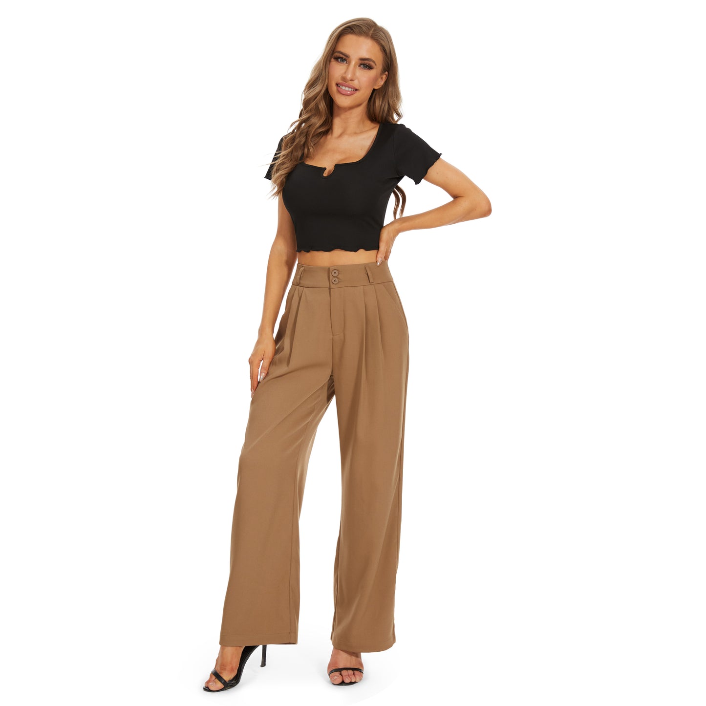 Women Wide Leg Pants Business Work Trousers Long Straight Suit Pants