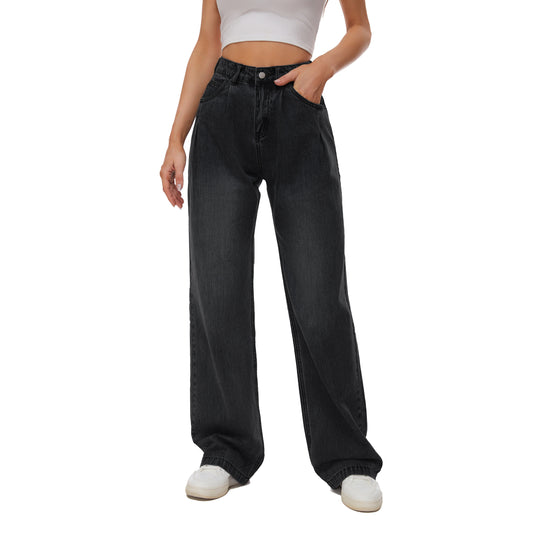 Women's Classic Mid Rise Jeans Baggy Lightweight Denim Pants