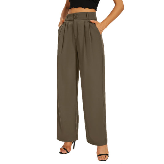 Women Wide Leg Pants Business Work Trousers Long Straight Suit Pants