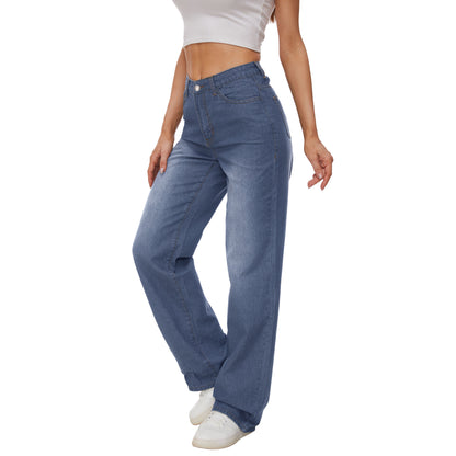 Women's High Waisted Jeans Classic Jeans Baggy Lightweight Denim Pants