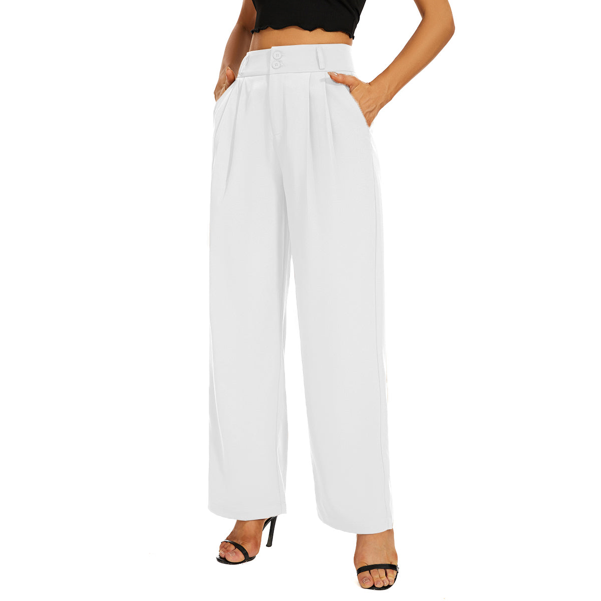 Women Wide Leg Pants Business Work Trousers Long Straight Suit Pants