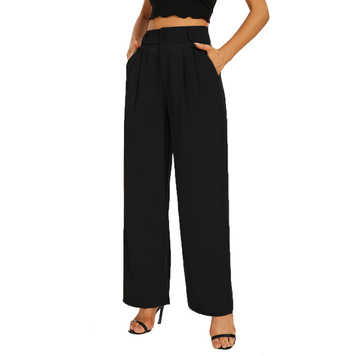 Women Wide Leg Pants Business Work Trousers Long Straight Suit Pants